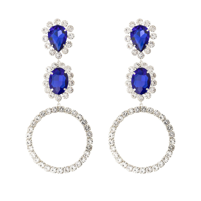 Wholesale Trendy exaggerated pendant, round long earrings, personalized diamond studded earrings wholesale