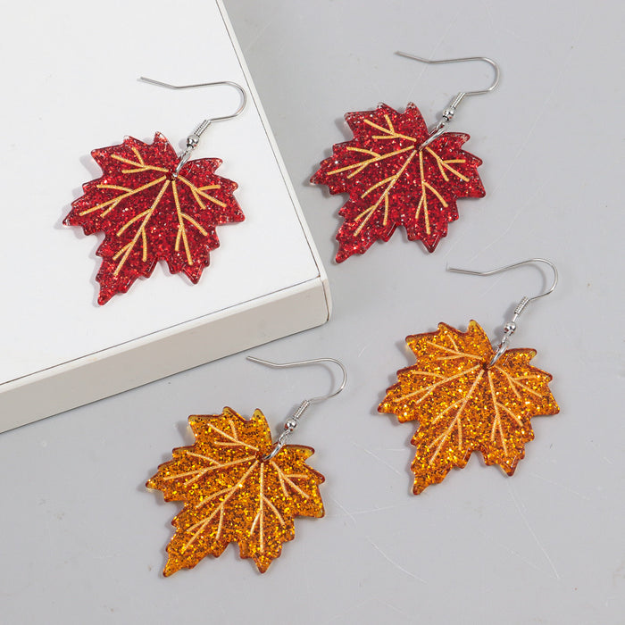 Wholesale Maple Leaf Acrylic Print Earrings JDC-ES-ChouD025