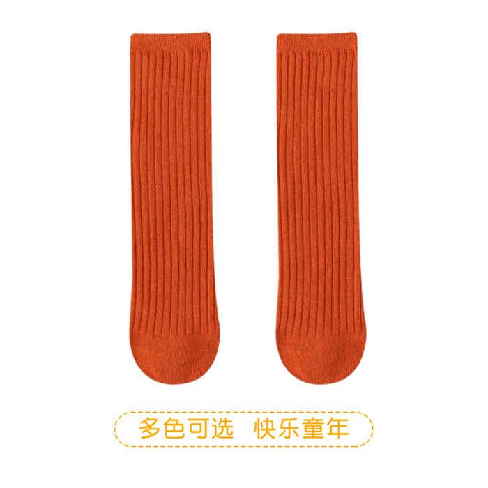 Wholesale of New Double Needle Long Socks for Boys and Girls in Spring and Autumn Solid Color Breathable Cotton Baby Socks for Girls JDC-SK-SL008