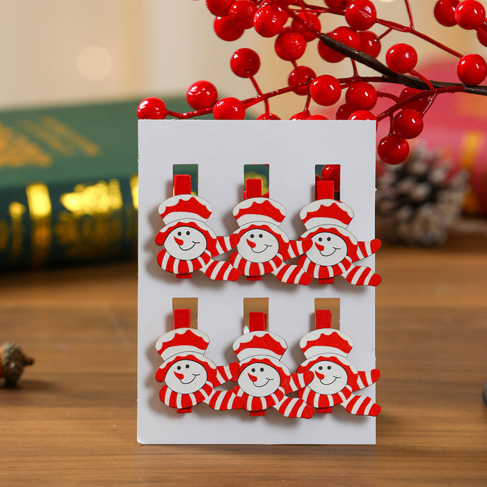 Wholesale Christmas wooden cartoon clip Christmas holiday decoration accessories home photo wall scene layout