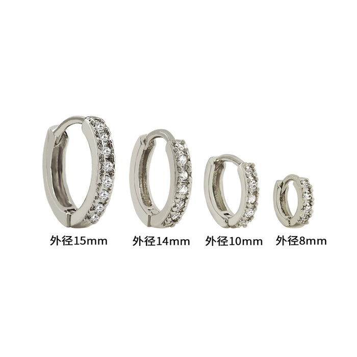 Wholesale Single row diamond studded small earrings, ear buckles, fashionable and high-end gold and silver ear accessories