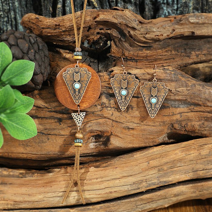 Wholesale Retro Boho Dreamcatcher Hollow Earrings and Necklace Set Fashion Jewelry MOQ≥2