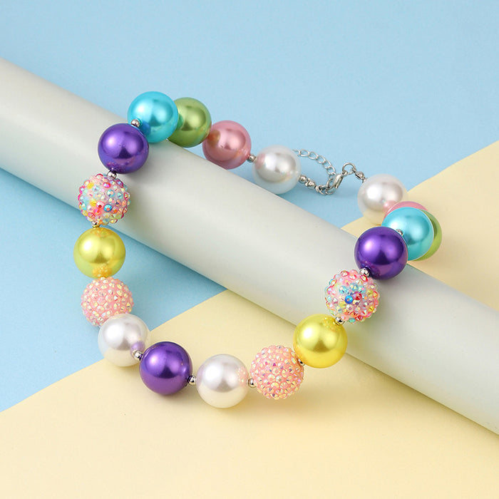 Wholesale Acrylic Rainbow Pearl Necklace JDC-NE-ShengXi003