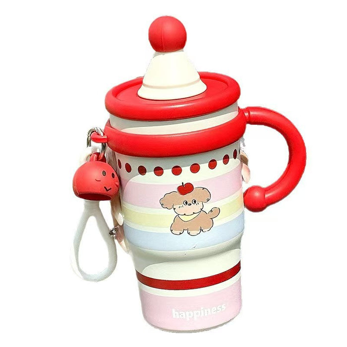 Wholesale Large capacity cute cartoon ice bullies cup with straw