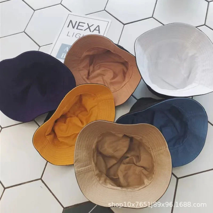Wholesale Solid color double-sided fisherman hat versatile casual sunshade and sun protection basin hat