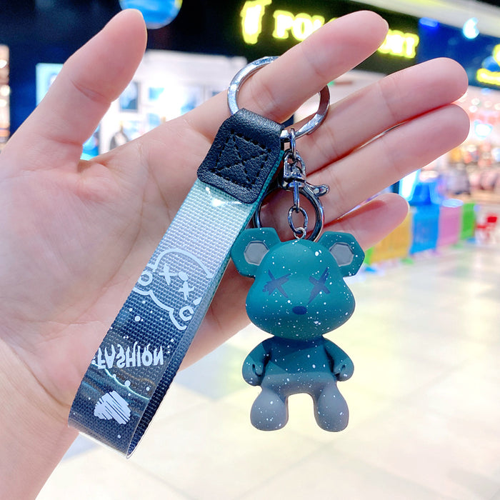 Wholesale Cartoon Starry Sky Chameleon Bear Keychain Cute Trendy Fashion Little Bear Car Keychain Couple Bag Pendant