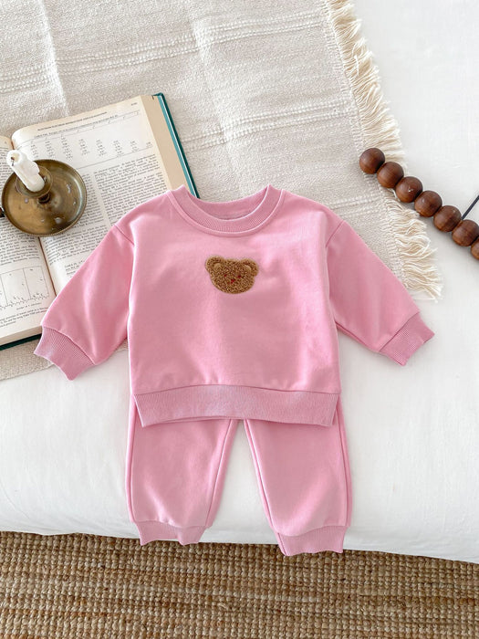 Wholesale Long-sleeved Bear Pullover Sweatshirt and Sweatpants Children's Suit JDC-CTS-WeiNiS006