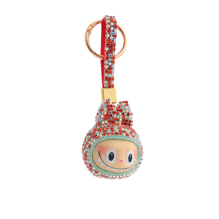 Wholesale DIY rhinestone cartoon doll keychain  Q-version toy key ring
