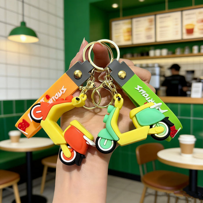 Wholesale Trendy Motorcycle Cartoon Silicone Keychain Decorative Accessory Wedding Gift