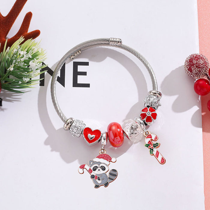 Wholesale Stainless Steel Christmas Charm Bracelet Boutique Resale with Snowflake Tree Reindeer Charms MOQ≥2