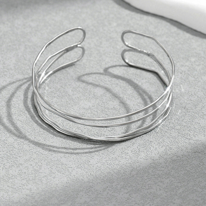 Wholesale New hollowed out multi-layer cross shaped wristband for women, adjustable armband opening, three-dimensional simple and light luxury bracelet