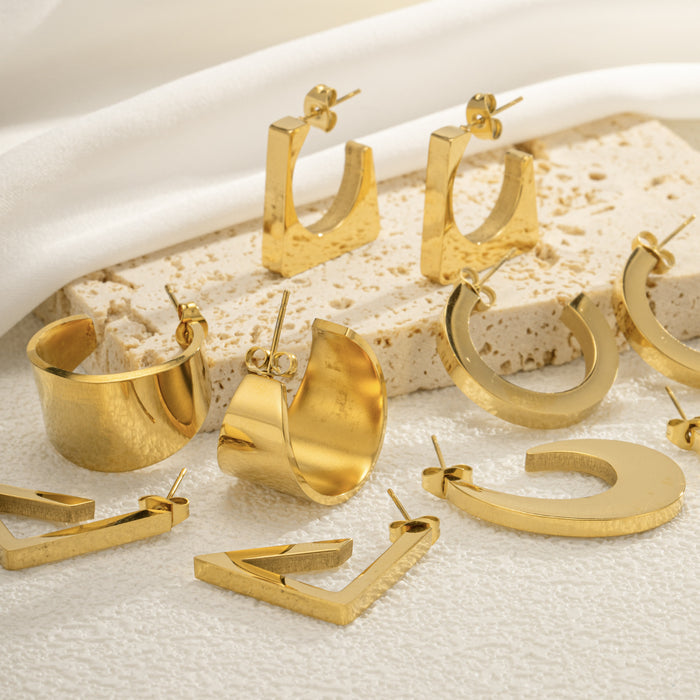 Wholesale Geometric Stainless Steel Earrings for Women Gold-Plated