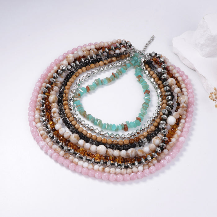 Wholesale Fashion Bohemian Color Multi-layer Beaded Necklace All-match Casual