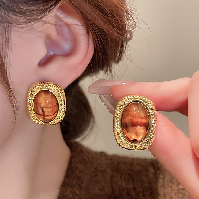 Wholesale  silver needle geometric irregular resin earrings heart earrings