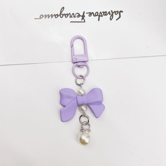 Wholesale Soft Touch Lacquer Bow Keychain Mixed Color Plastic Bag Charm MOQ≥2