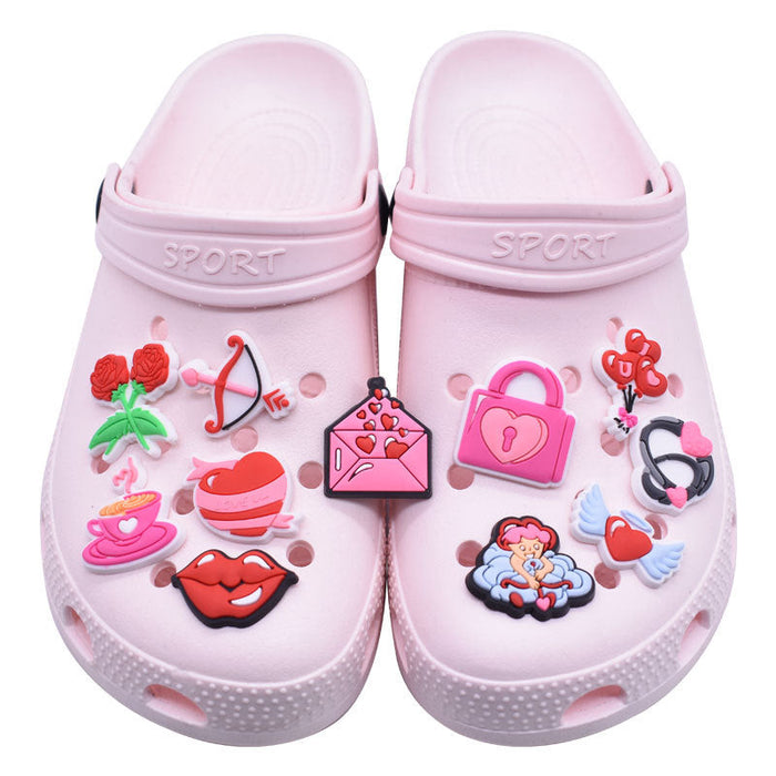 Wholesale 100 PCS PVC Cartoon Pink DIY Shoe Buckle JDC-SC-RYY010