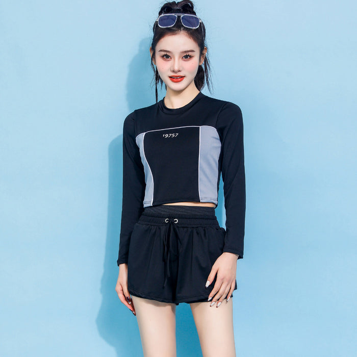 Wholesale New swimsuit quick drying breathable split sports flat angle long sleeved beach vacation swimsuit