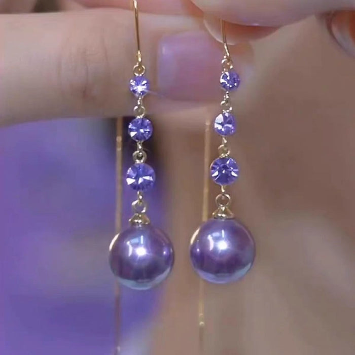 Wholesale Small and niche design, long diamond studded pearl earrings, simple and fashionable, versatile earrings