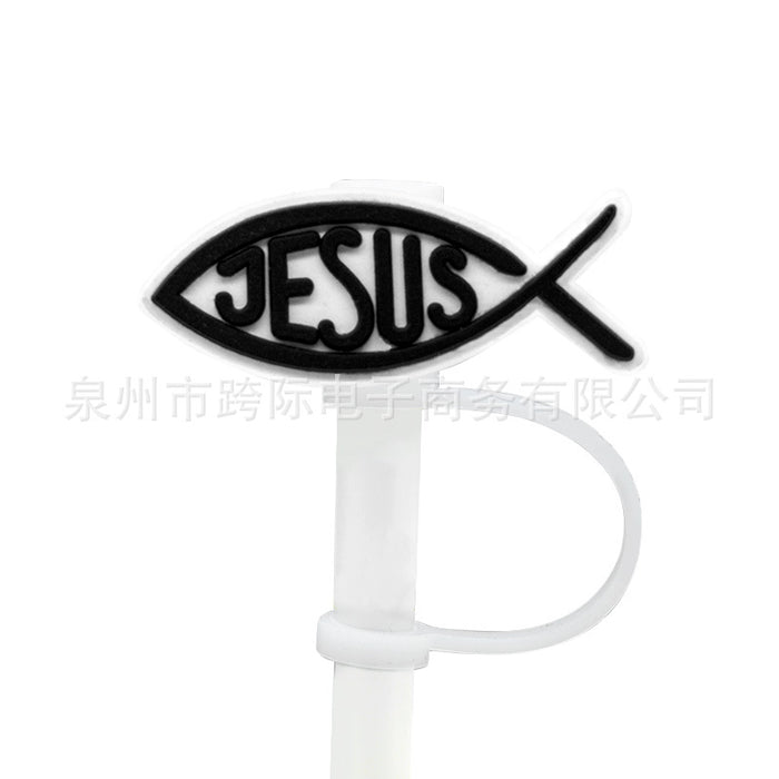 Wholesale Series Cartoon Straw Cover Straw Cap Silicone Dust Stopper Cute Anime Straw Decoration Cross border