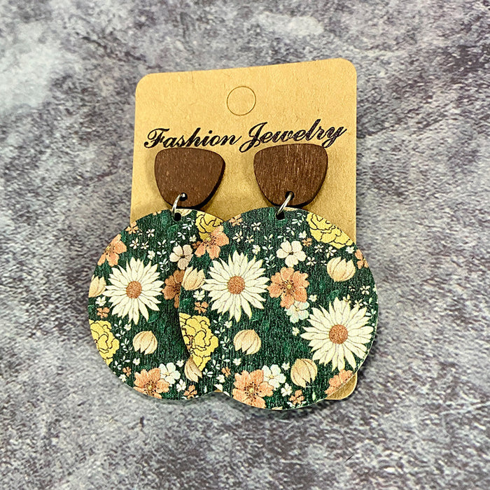 Wholesale Wooden earrings, flower splicing, wooden earrings, earrings, pendants
