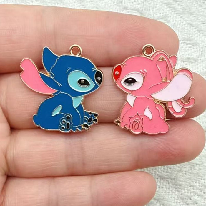 Wholesale 10pcs Cartoon Couple DIY Jewelry Accessories Alloy Enamel Pendant Keychain Earrings