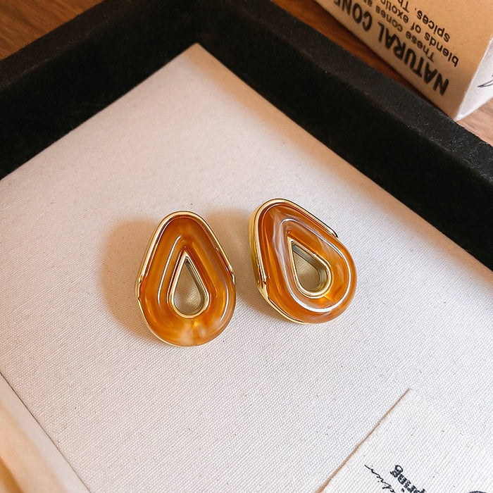 Wholesale  silver needle geometric irregular resin earrings heart earrings