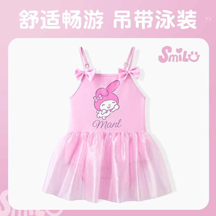 Wholesale Children's swimsuit, women's western-style one-piece, cute fluffy skirt, princess bow for children