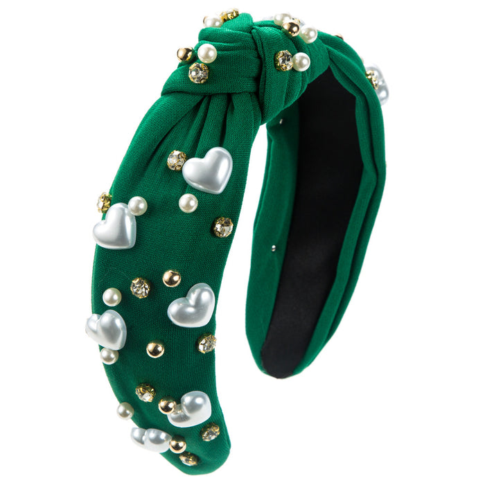 Wholesale Valentine' s Day Heart-Shaped Pearl Wide Headband