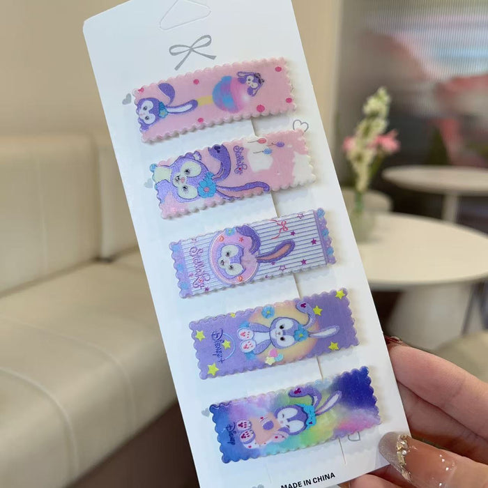 Wholesale 5 PCS Cute cartoon pattern plaid hair clip