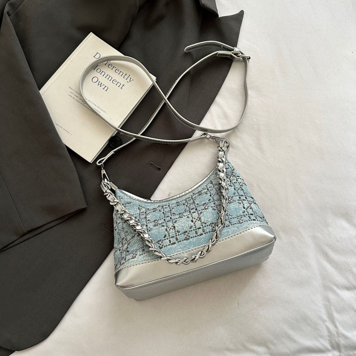 Wholesale New trendy and versatile shoulder bag for women, with a high-end feel and a rhinestone chain texture. Commuter crossbody bag