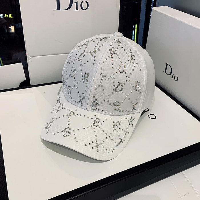 Wholesale New diamond studded hat, casual letter baseball cap, sun protection, duckbill cap