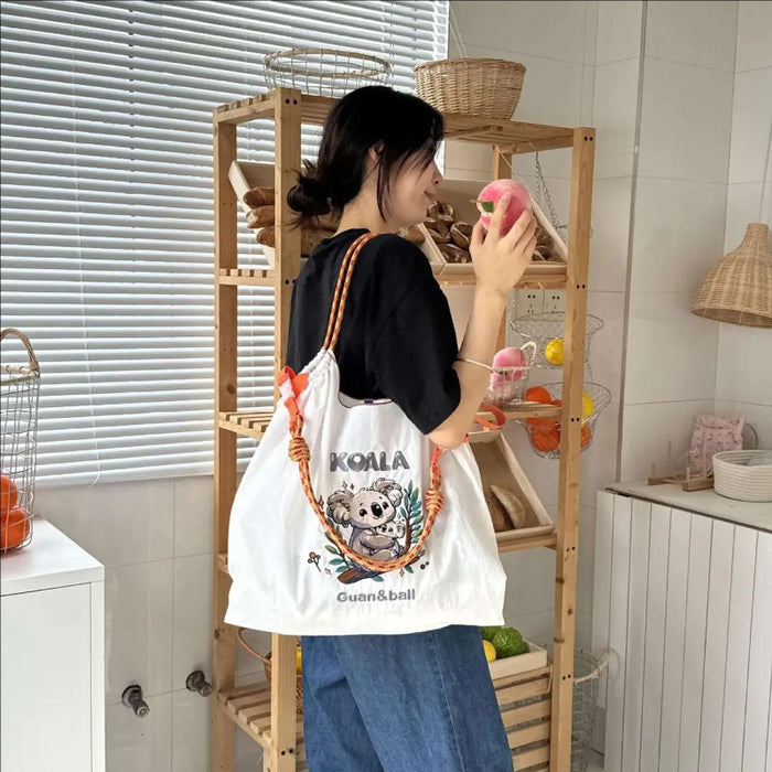 Wholesale Embroidered Eco-Friendly Shopping Bag Nylon Cartoon Handbag Women' s Crossbody Shoulder Bag