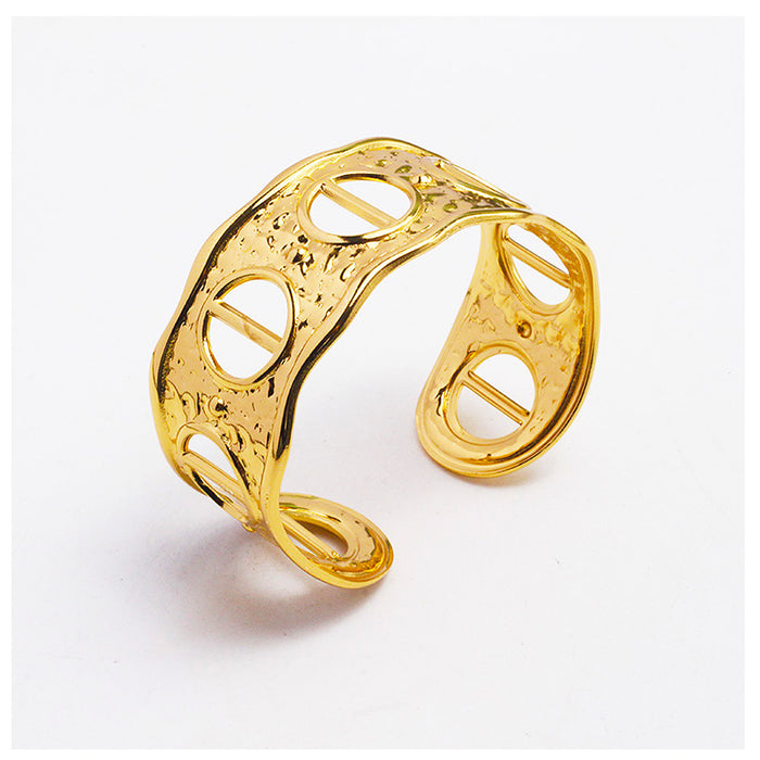 Wholesale Premium Exaggerated-Style Open Stainless Steel Bangle — Featuring Flowers Hearts and Starfish