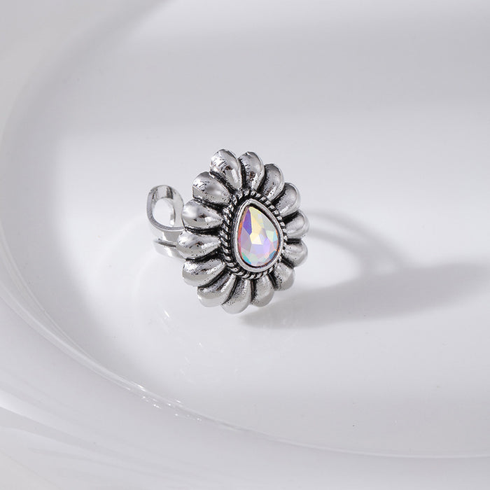 Wholesale Bohemian Ethnic Flower Turquoise Adjustable Ring