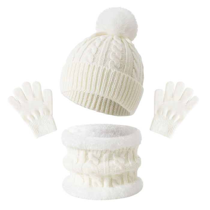 Wholesale children' s  warm thickened  winter hat neck glove  set
