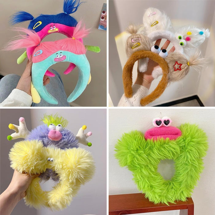 Wholesale Long Hair Weird Plush Ugly Doll Big Headband Funny Cute Ear Headband Hair Accessories JDC-HD-Shuy007