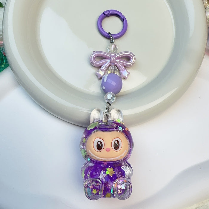 Wholesale Acrylic Cloth Quicksand Keychain Luminous Flash Cute Doll Bag Pendant Gift Keychain