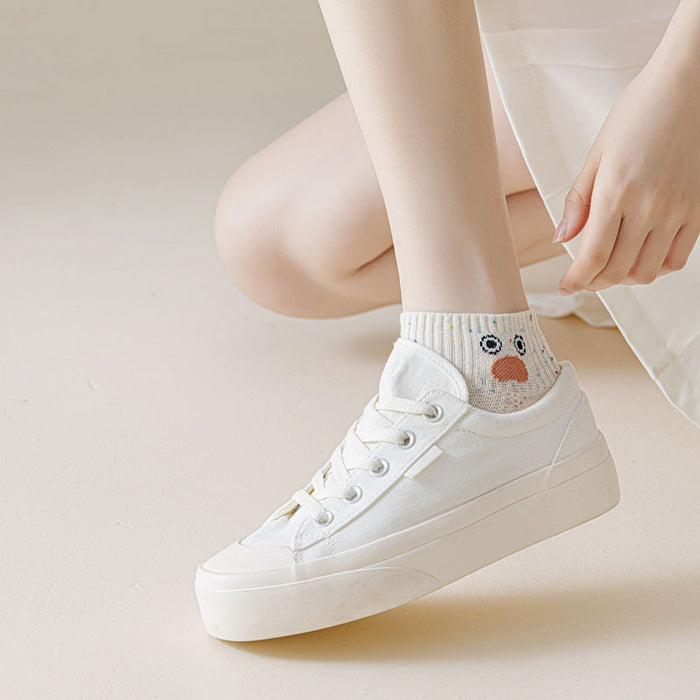 Wholesale New socks with short tube, dotted yarn, cute expression, boat socks that don't fall off the heel