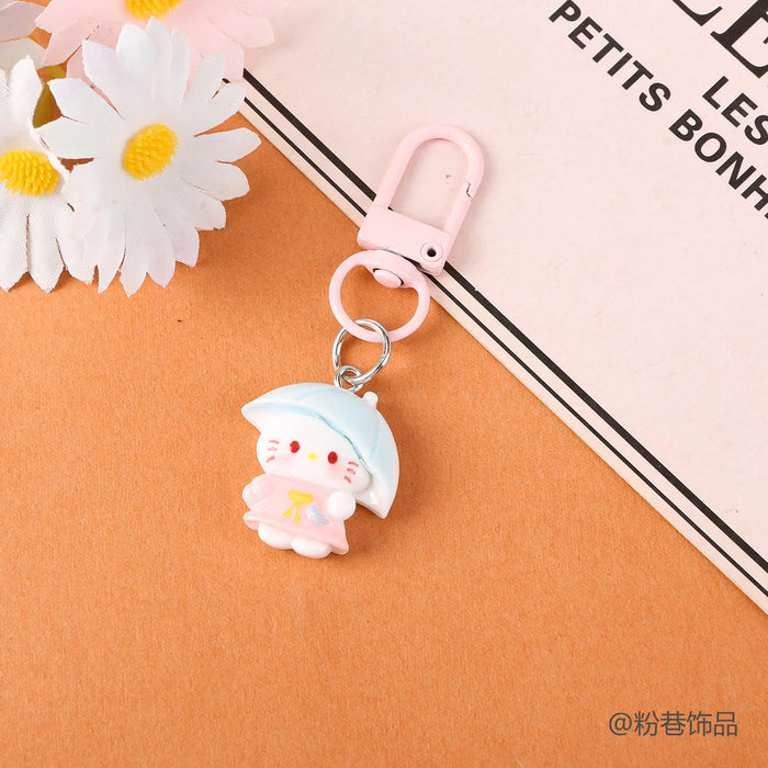 Wholesale Chic Cute Cat Keychain Bag Charm Plastic Resin Pendant Car Key Accessory Sweet Pink Design For Couples And Gift