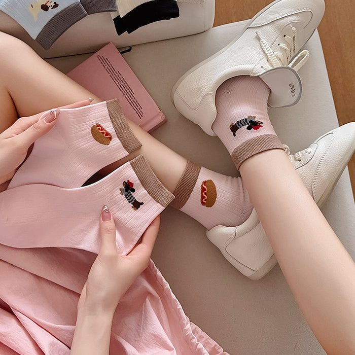 Wholesale Socks cartoon short tube socks thin, sweat absorbing boneless socks color blocked