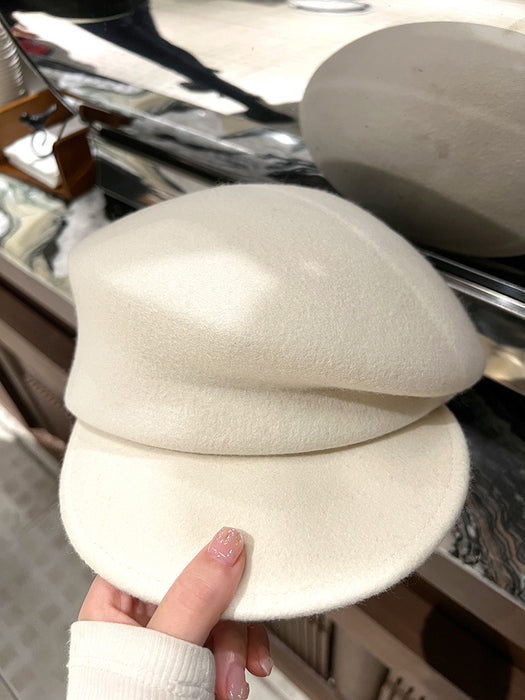 Wholesale Black wool women's autumn and winter octagonal hat painter beret retro sheep felt hat