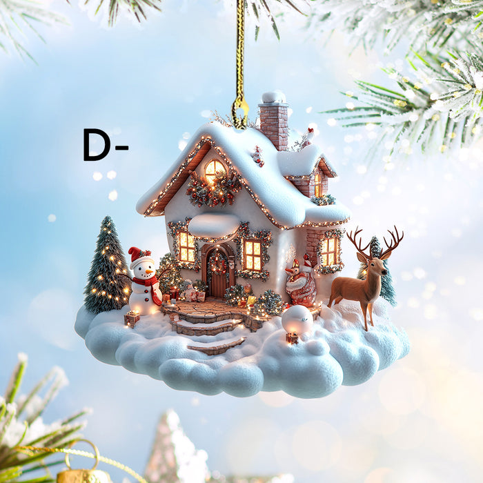Wholesale Christmas Snow House Acrylic Keychain Pendant MOQ≥2