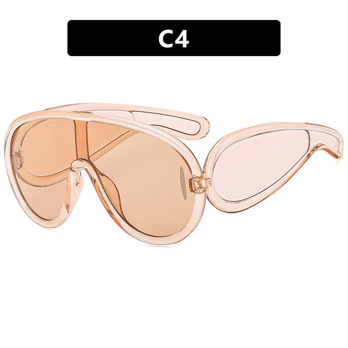 Wholesale Personalized large frame one-piece sunglasses, fashionable and trendy sunglasses
