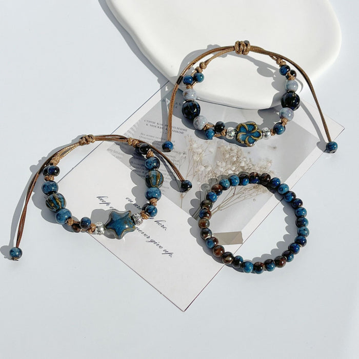 Wholesale Hand string student jewelry pentagram ceramic bracelet