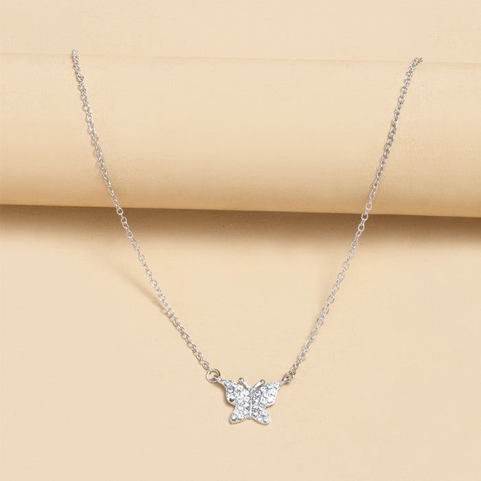 Wholesale New fashion and minimalist butterfly full diamond necklace with collarbone chain and neck chain