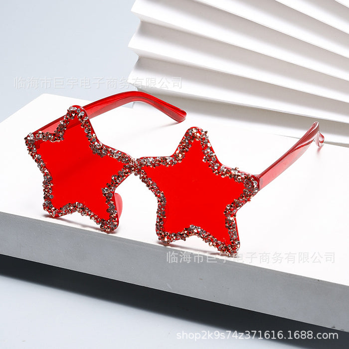 Wholesale Frameless pentagram personalized sunglasses with handmade diamond inlay