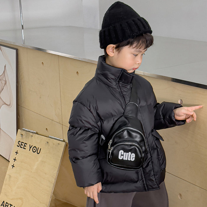 Wholesale Children's bag, letter PU chest bag, contrasting crossbody bag, lightweight backpack