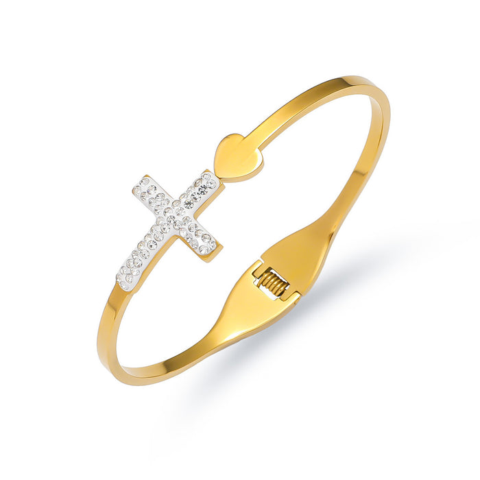 Wholesale Titanium steel bracelet, fashionable commuting stainless steel cross bracelet, spring jewelry