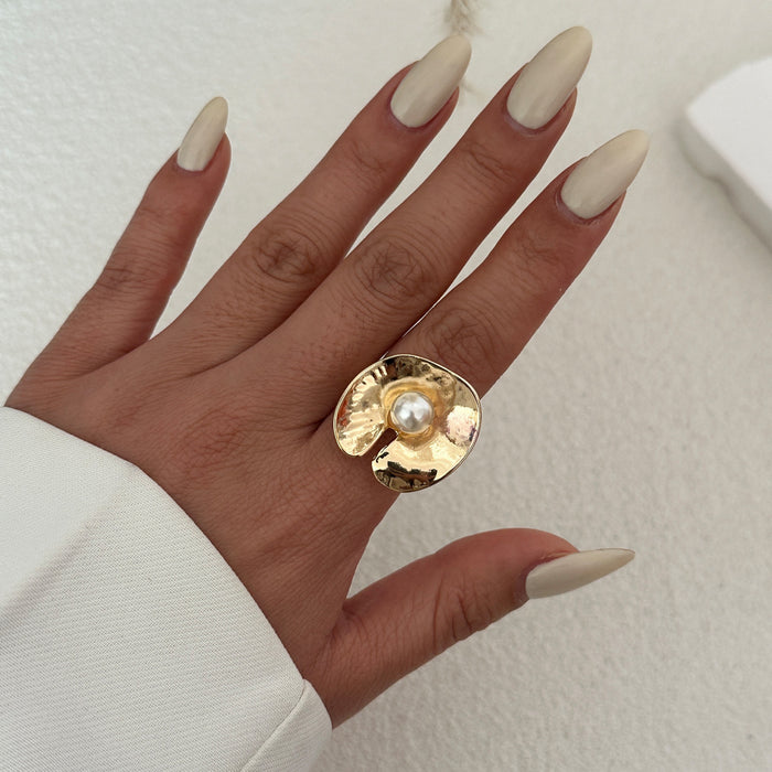 Wholesale Personalized irregular metal ring set, niche high-end flower joint ring accessory