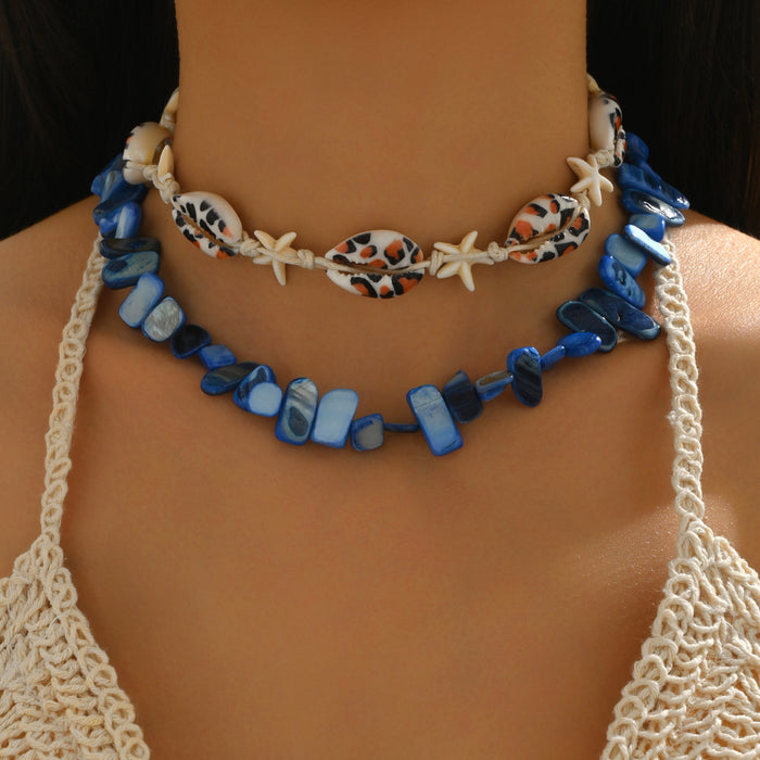 Wholesale New Natural Freshwater Shell Stained Bead Sea Star Shell Necklace Accessories Ocean Jewelry